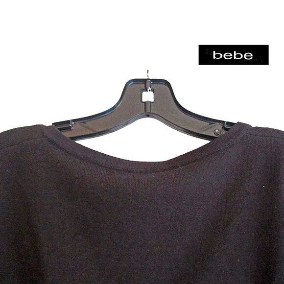 bebe NEW Glam Crystals Embellished V-Neck Rib Trim Pullover Sweater XS - Picture 10 of 12